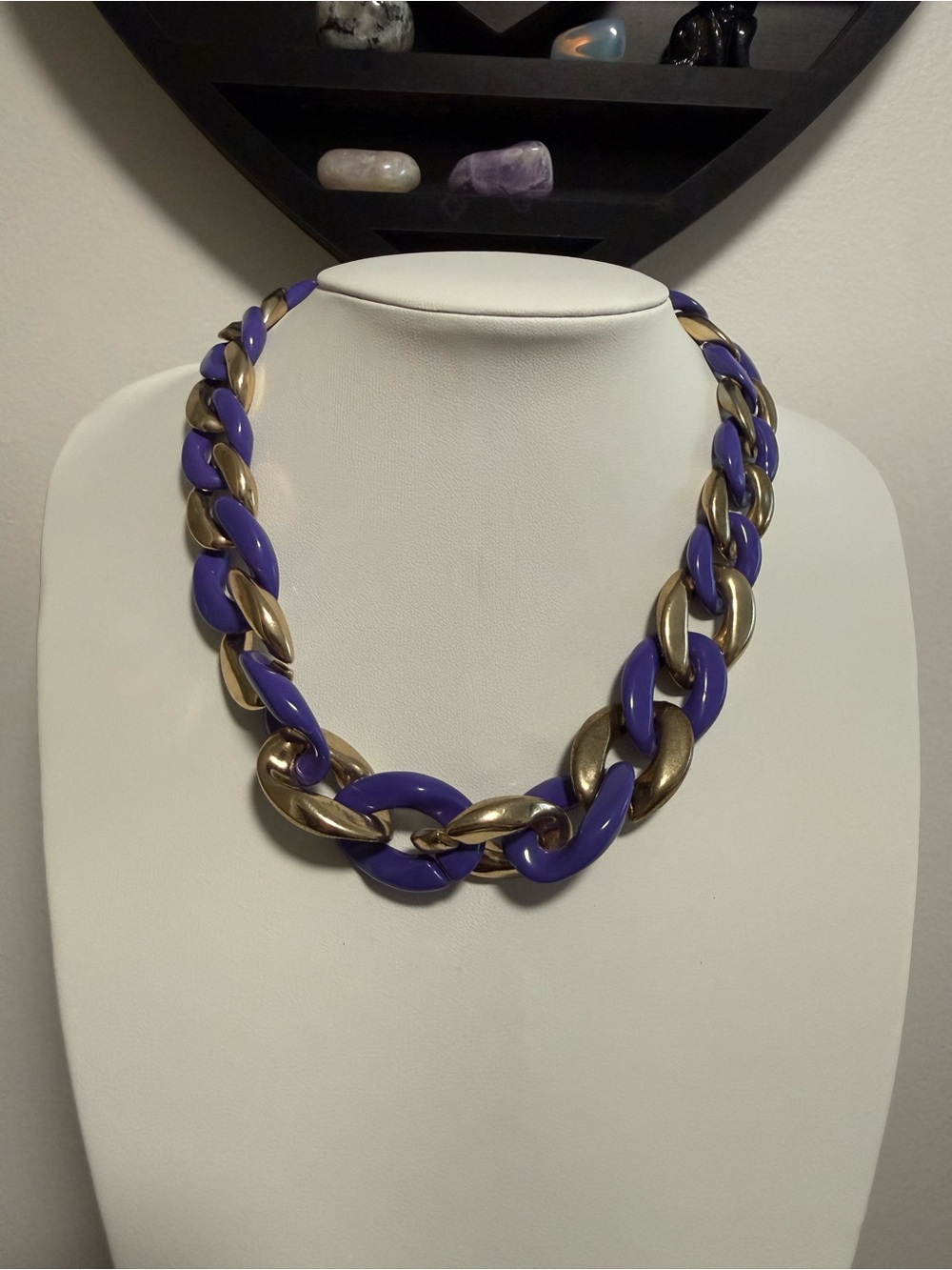 Purple and Gold Statement Chain Necklace